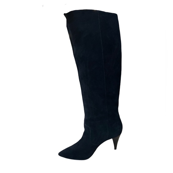 Lord & Taylor black suede cone heel boots 8.5 - Picture 8 of 16